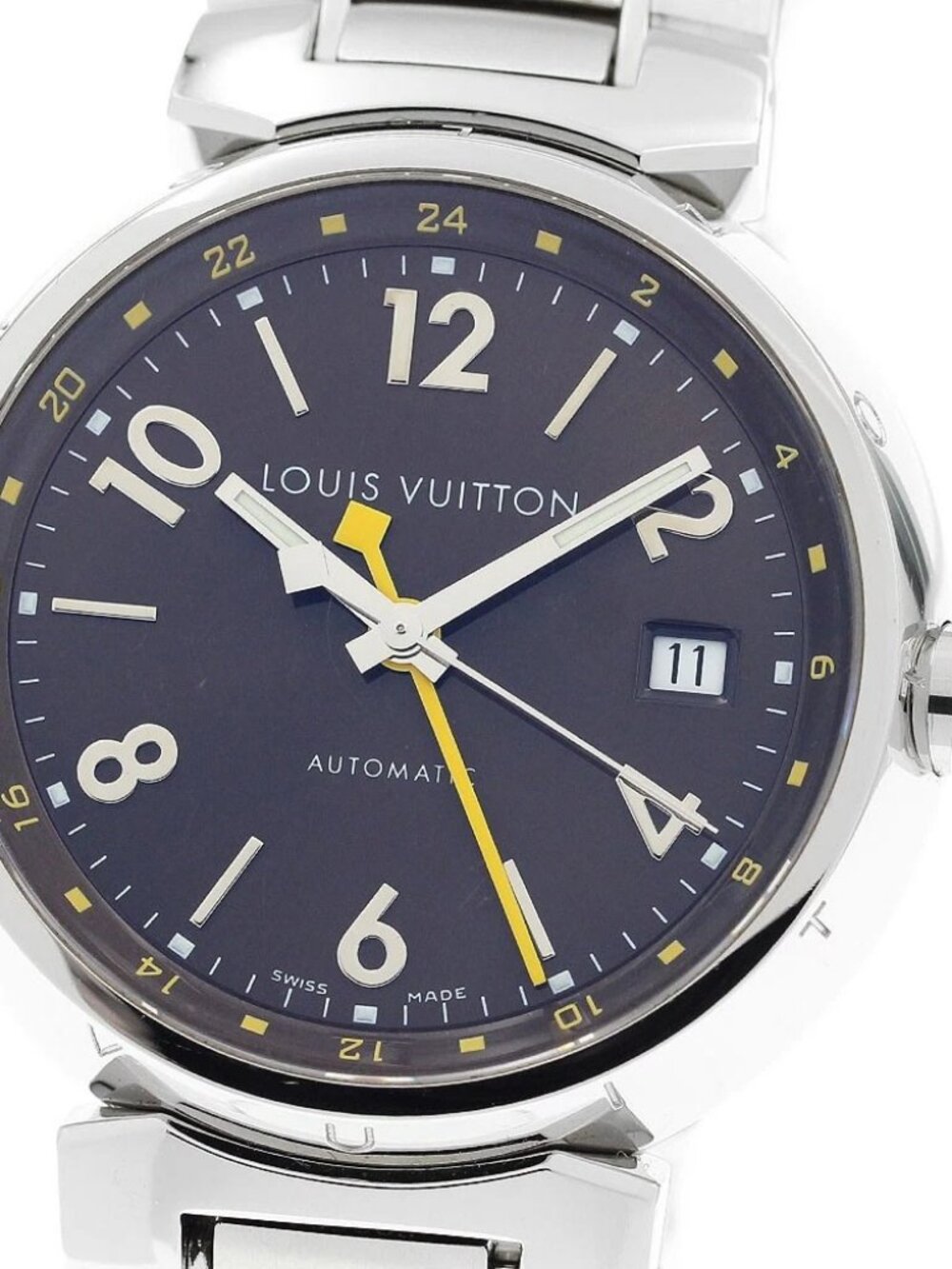 LOUIS VUITTON Tambour Q1131 GMT date Brown Dial Automatic Men's Watch_920483